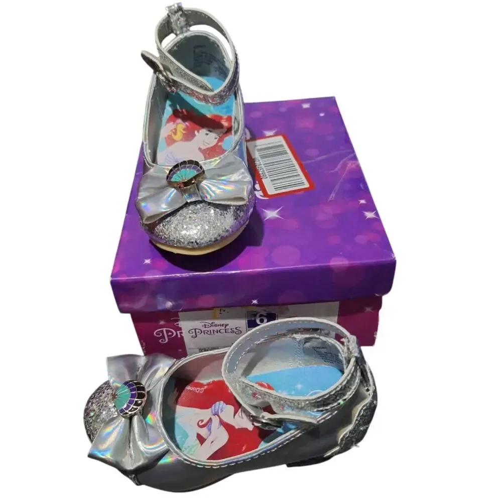 Disney Little Mermaid sz 6 Toddler Princess Ballet heel Shoes silver girl heels